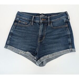 Hollister Womens High Rise Short-Short Vintage Stretch Dark Wash 25/1 Boho Retro